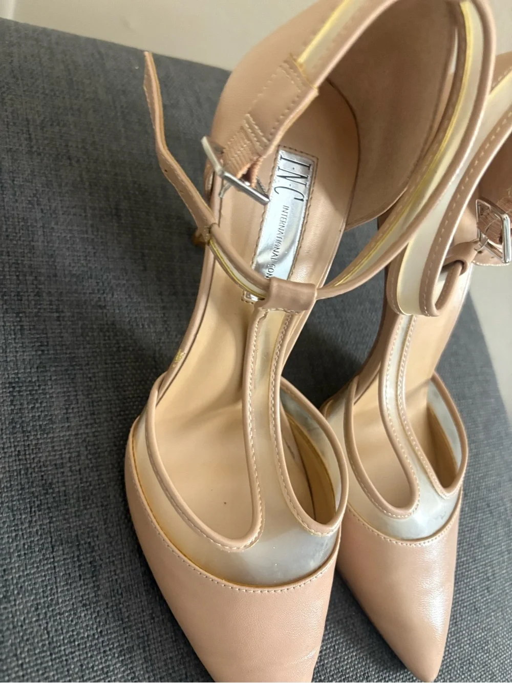 INC Women’s Beige Closed Toe Heels Faux Leather Size 8.5 Used